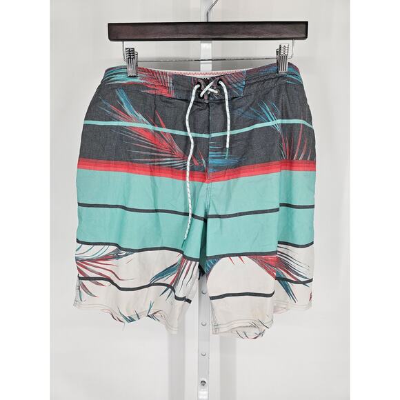 Billabong Lo Tides Spinner Board Shorts Size 38 Floral Striped Swim Trunks - Picture 1 of 4